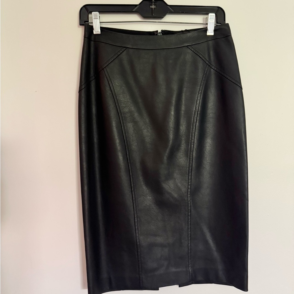 BCBGMaxAzria Black Faux Leather Pencil Skirt
